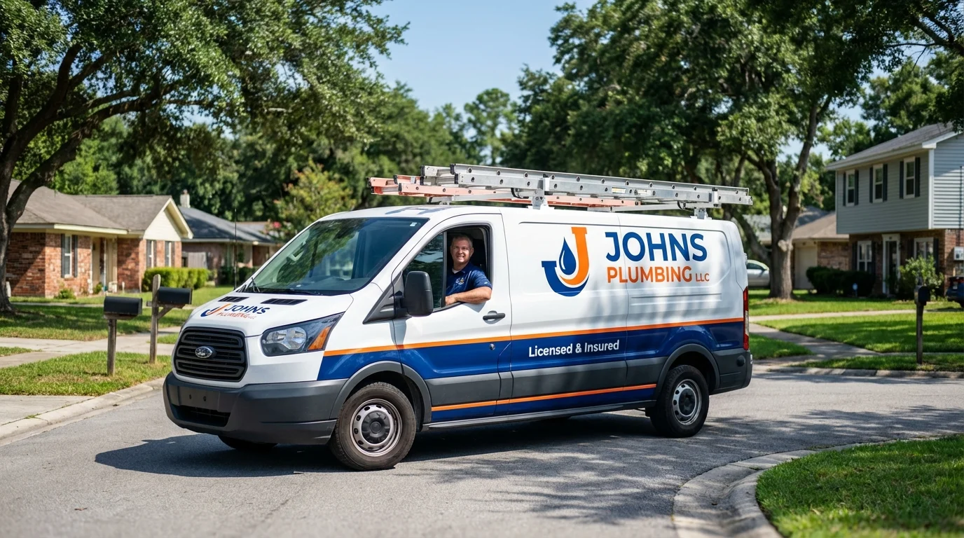 Johns Plumbing LLC service van in Waterford, WI